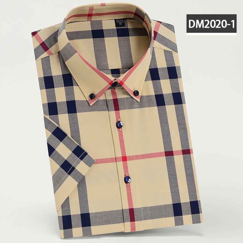 短袖纯棉格子衬衫DM2020-1