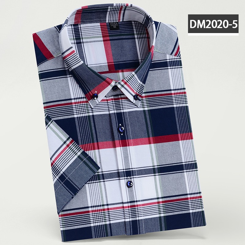 短袖纯棉格子衬衫DM2020-5