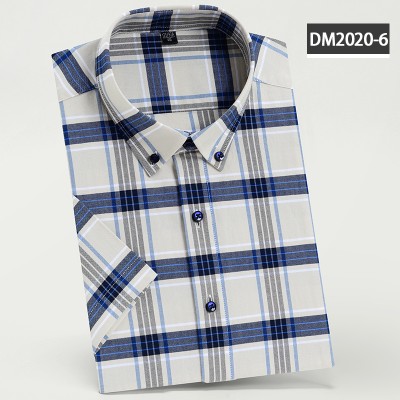 短袖纯棉格子衬衫DM2020-6
