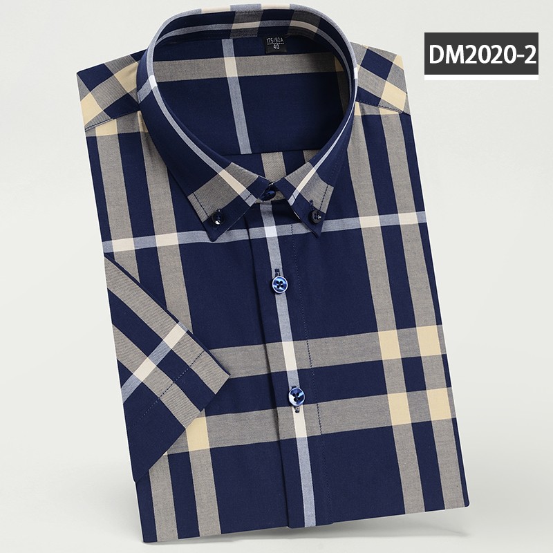 短袖纯棉格子衬衫DM2020-2