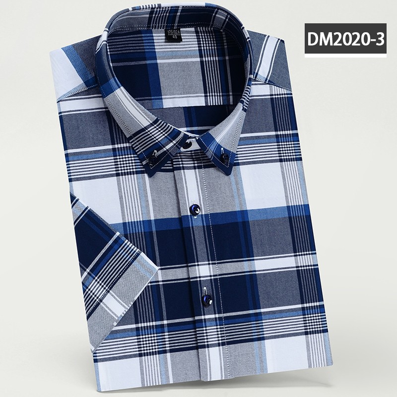 短袖纯棉格子衬衫DM2020-3
