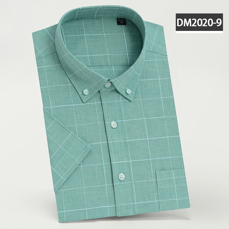 短袖纯棉格子衬衫DM2020-9