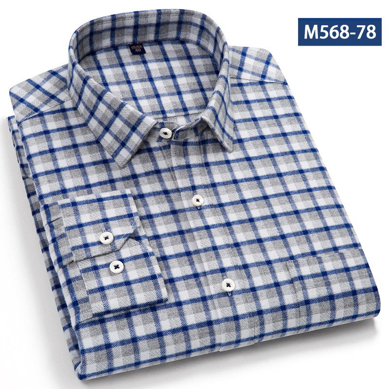 纯棉磨毛格子衬衫M568-78