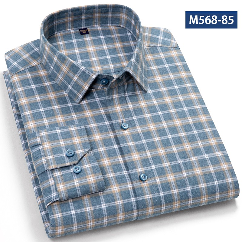纯棉磨毛格子衬衫M568-85