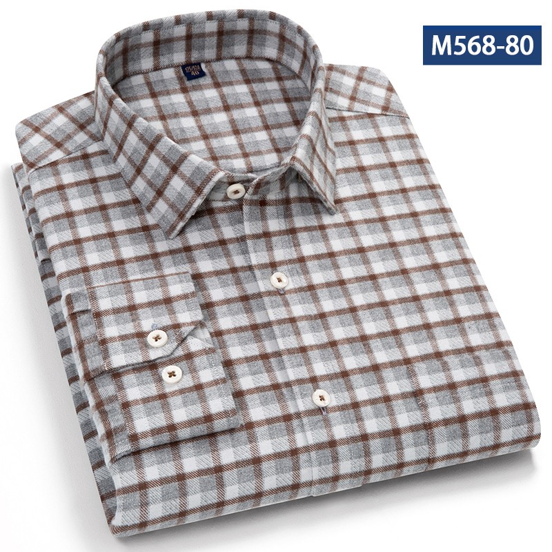纯棉磨毛格子衬衫M568-80